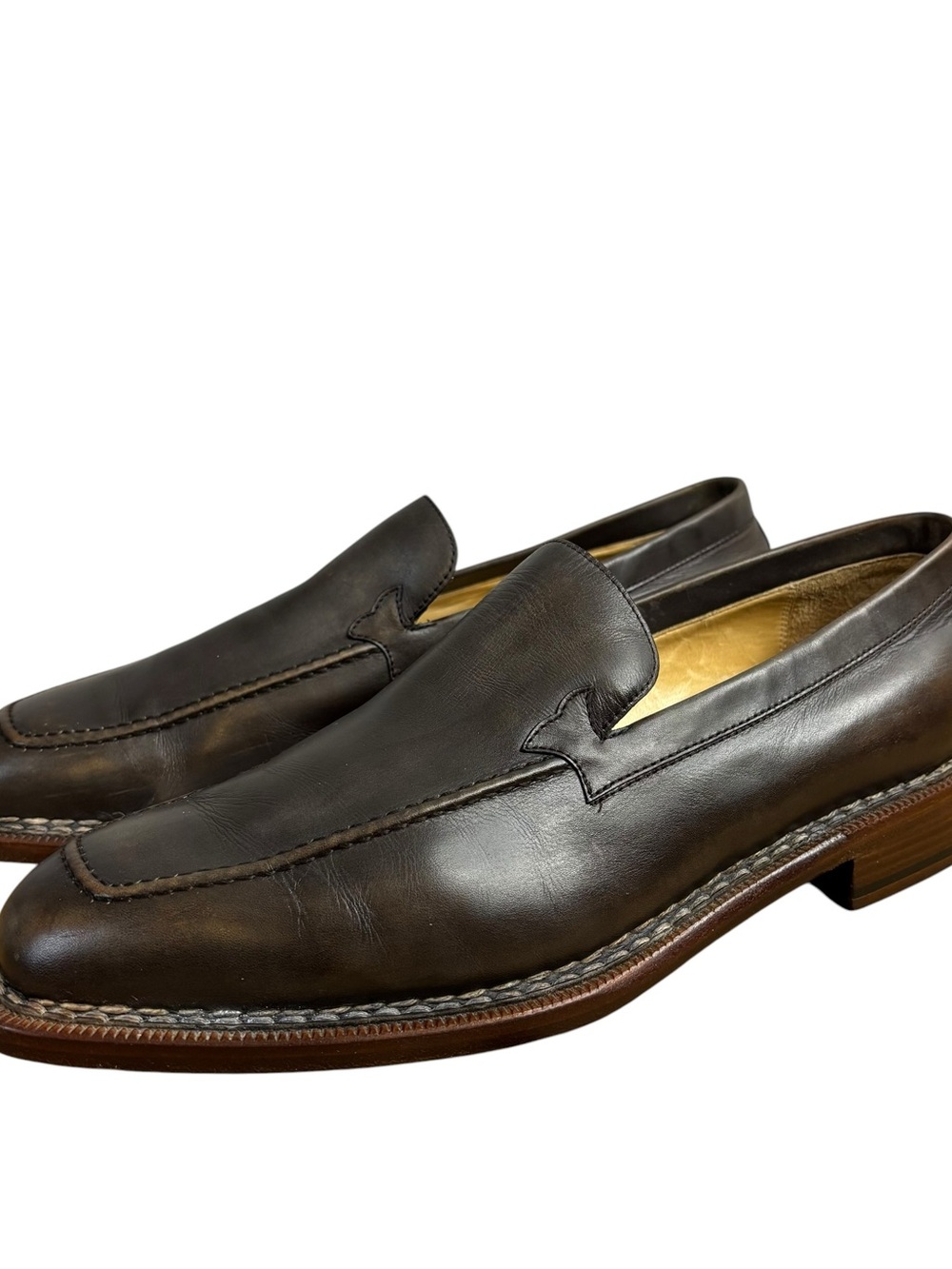 Sutor Mantellassi Brown Leather Loafer Dress Shoes US Size Mens Size 11.5